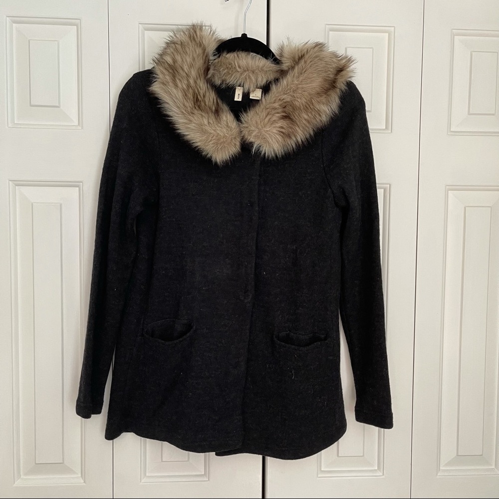 🎉HOST PICK🎉 Anthropologie Moth faux fur gray sweater - Picture 2 of 15